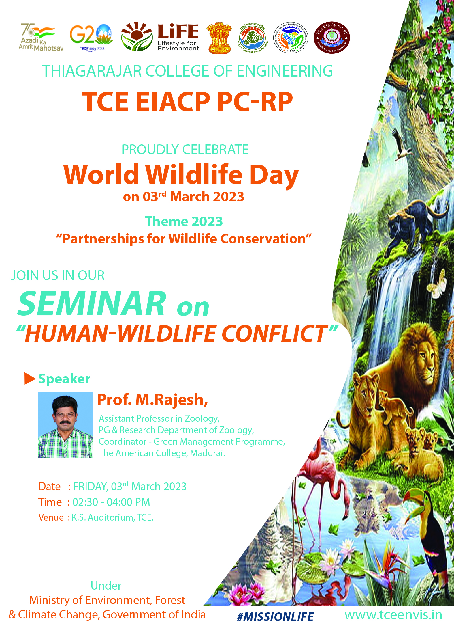 TCE EIACP PC RP is organizing a Seminar on Account of the World Wildlife Day 2023